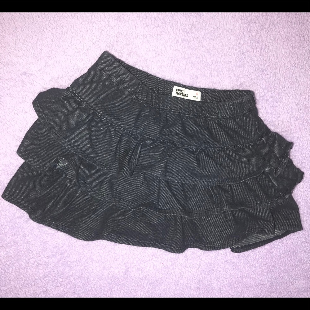 Dark blue ruffled skirt with built in shorts